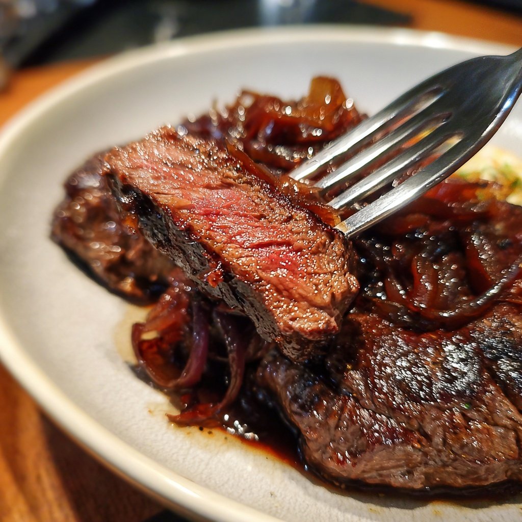 Steak mit Rotwein-Schalotten