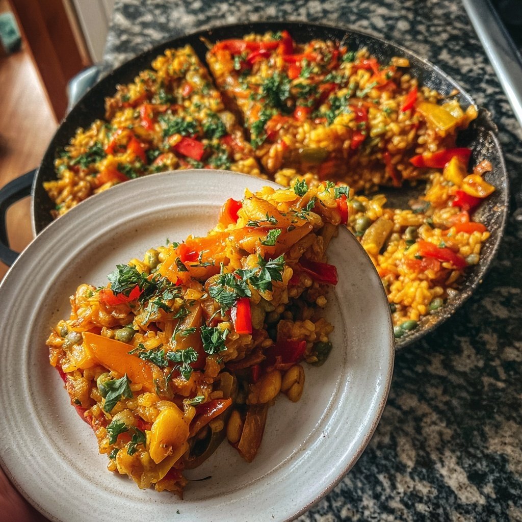 Paella mit Bohnen und Paprika