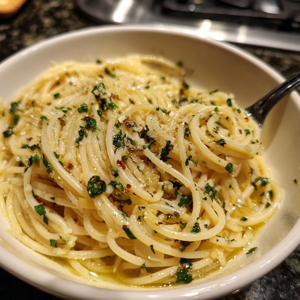 Spaghetti mit Knoblauch und Olivenöl