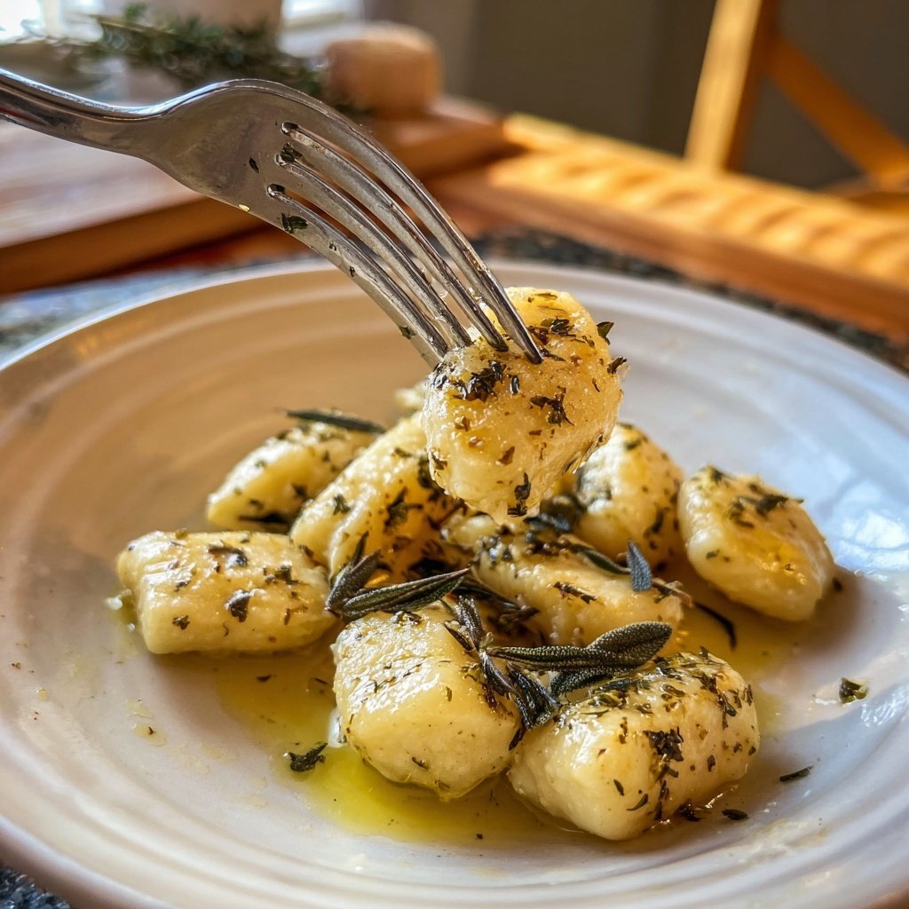 Herzförmige Gnocchi mit Butter und Salbei