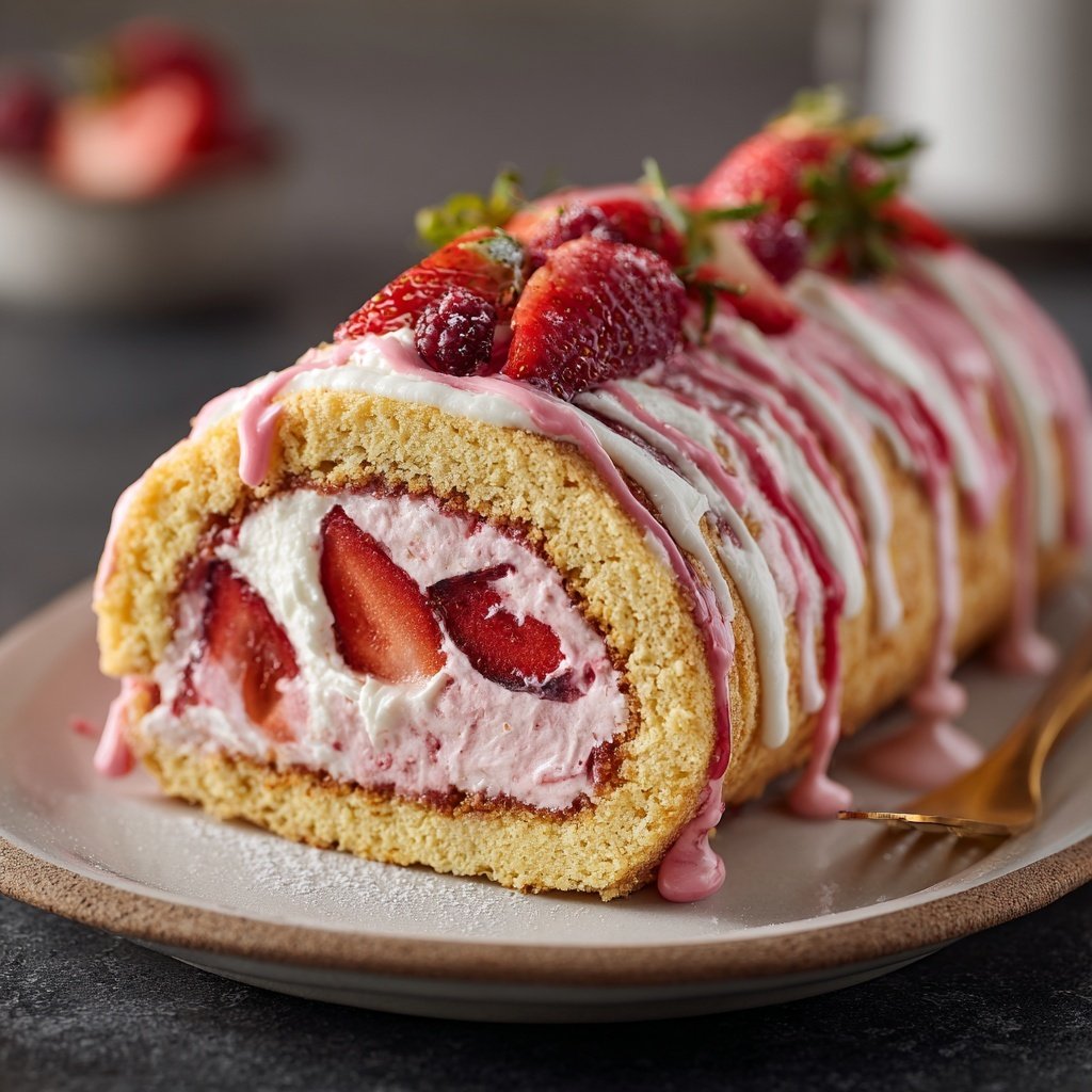 Erdbeer Biskuitrolle