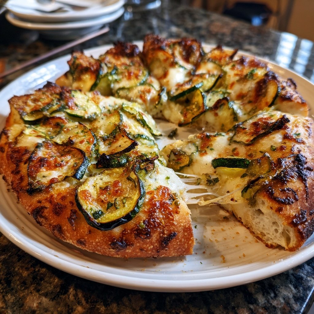 Pizza mit Zucchini und Zitronenöl